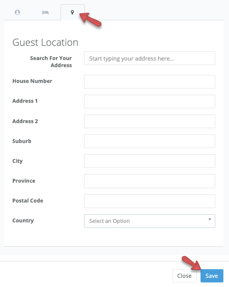 adding guest location details and save