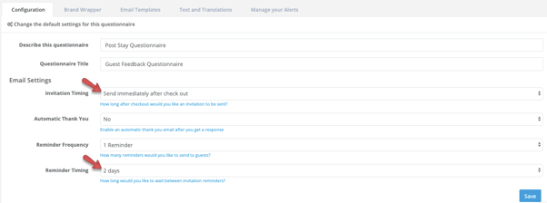 quest - configuration - invitation and reminder timing