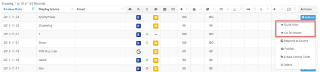 reviews - quickview and go to review