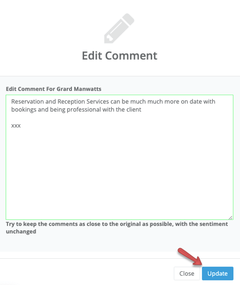 social sharing - updating comment