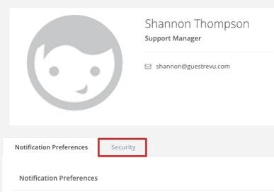 User profile - Security tab
