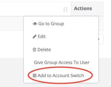 Add to account Switch- Group account