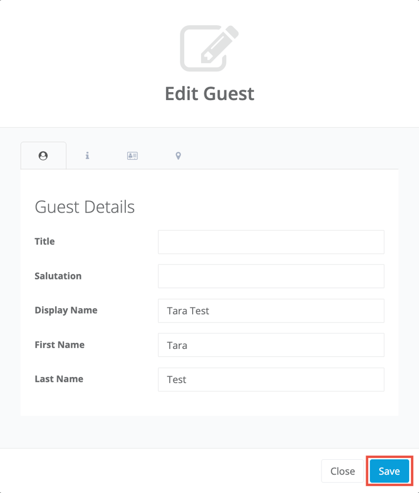 Editing guest details