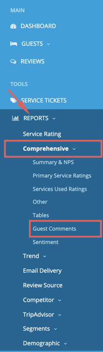 Reports - Comprehensive - guest comments