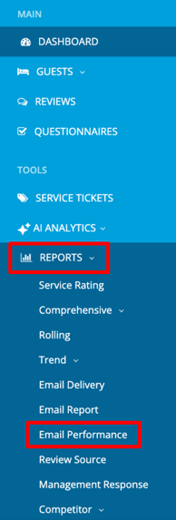 account - reports - email performance