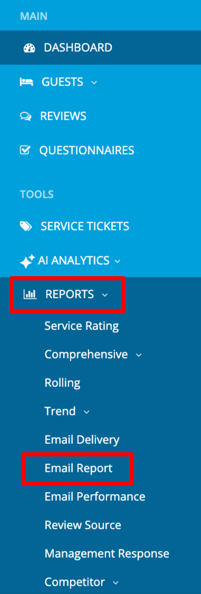 account - reports - email report